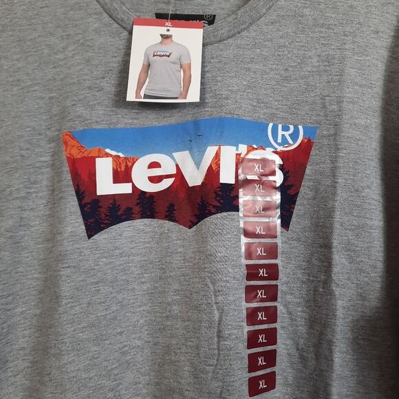 Levi's Men's Crew Neck T-Shirt Gray Short Sleeve Stretch Pullover Size XL - Picture 3 of 5